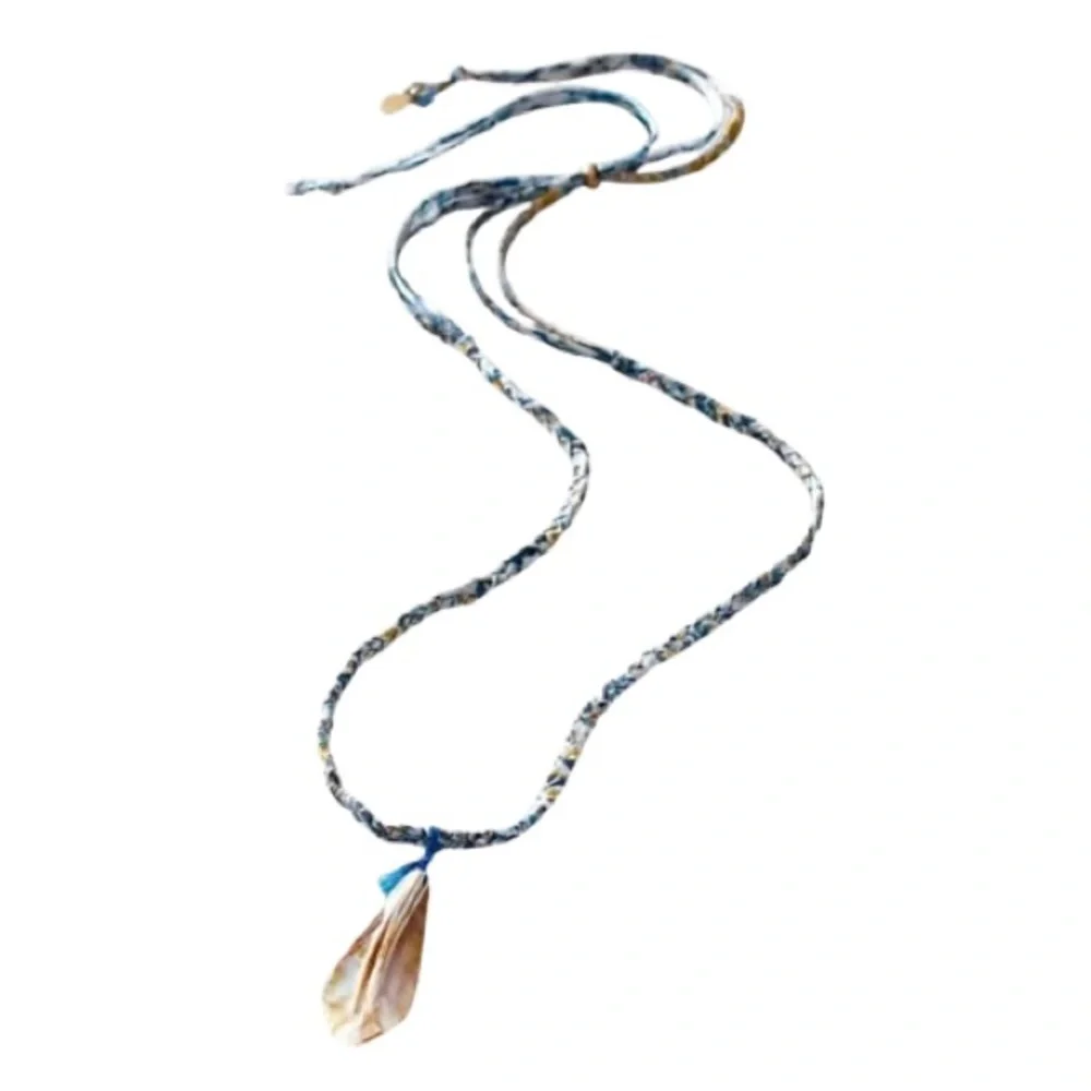 FREE PEOPLE Ariana Ost The Era Strand Necklace in Navy Adjustable Slider NWOT